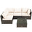 5 Pieces Cushioned Patio Rattan Furniture Set with Glass Table
