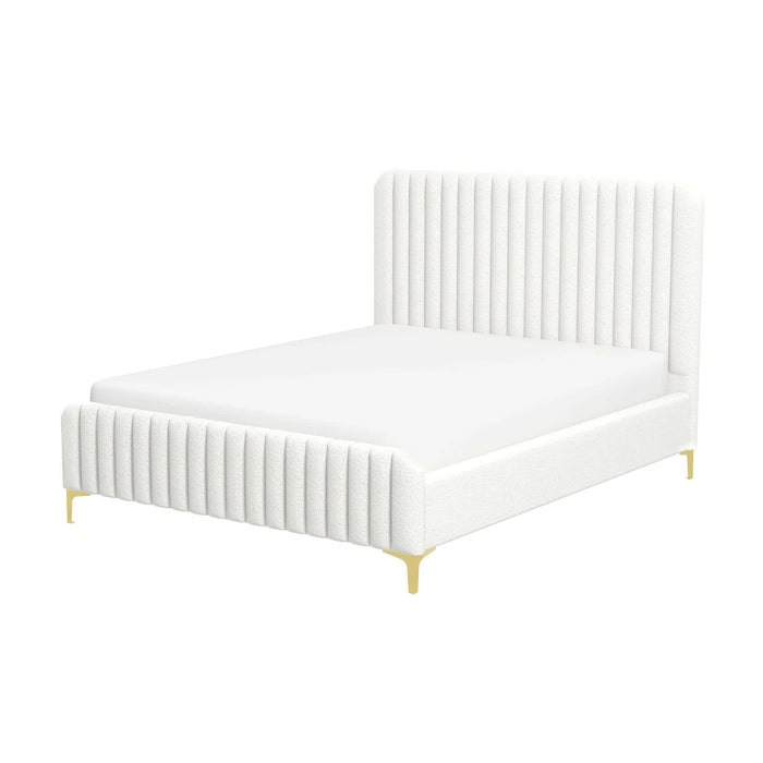 Valery King Size Cream Boucle Platform Bed