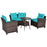 4 Pieces Outdoor Cushioned Rattan Furniture Set