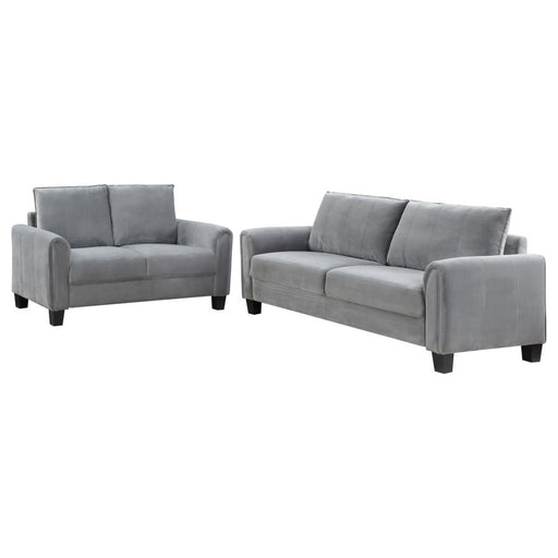 Davis 2-piece Upholstered Rolled Arm Sofa Grey