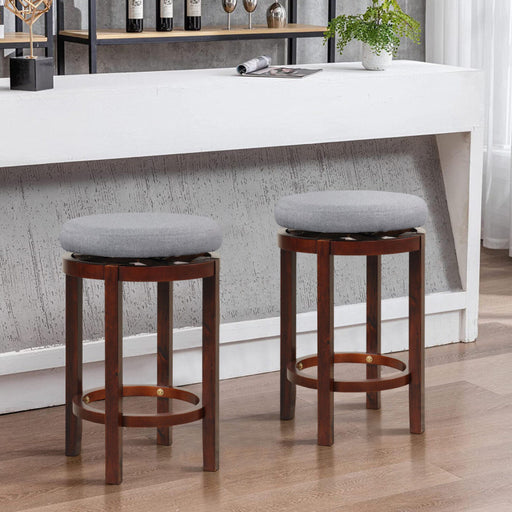 2 Pieces 26 Inch Counter Height Swivel Stool Set with Padded Cushion