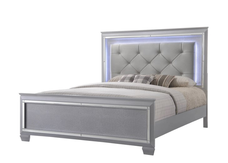 Lillian Silver LED Upholestered Bed