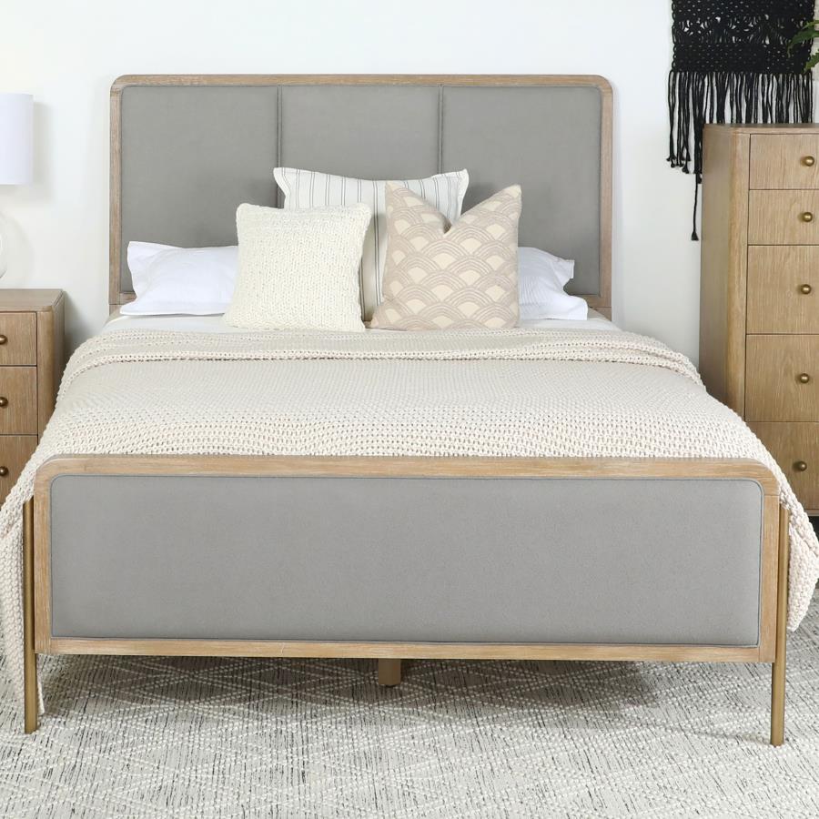 Arini Upholstered Panel Bed Sand Wash and Grey