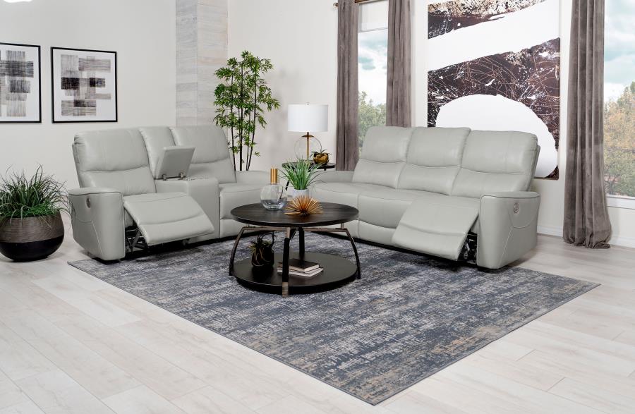Greenfield 2-Piece Upholstered Power Reclining Sofa Set Ivory