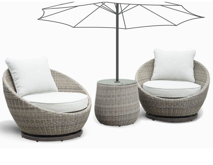 Adeline Patio 3-Pack (Round Side Table & 2 Swivel Accent Chairs)