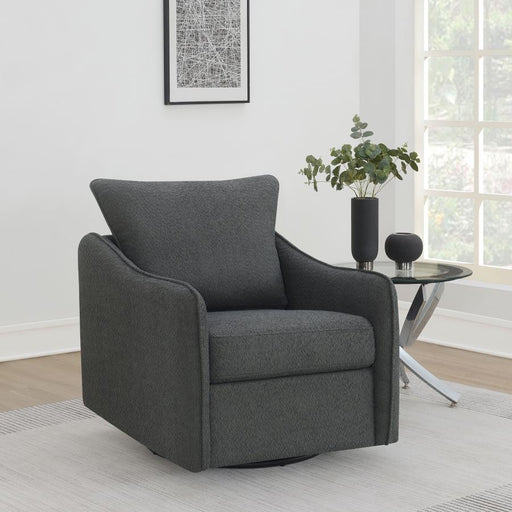 Madia Boucle Upholstered Swivel Glider Chair Charcoal Grey