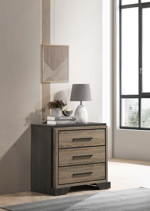 Baker 3-drawer Nightstand Brown and Light Taupe