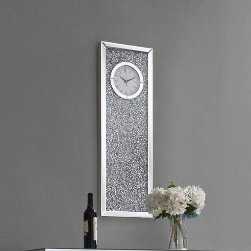 Minette Crystal Inlay Rectangle Clock Mirror