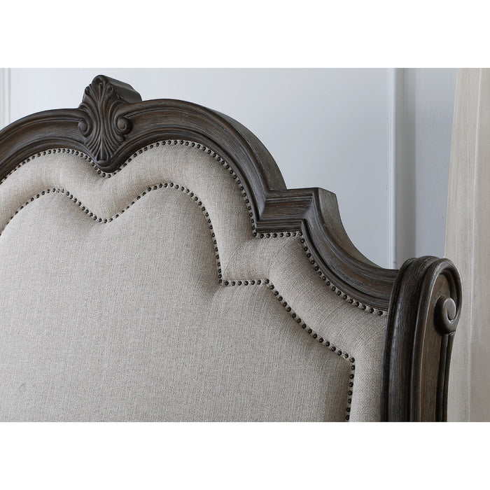 Sheffield Antique Gray Upholstered Panel Bed