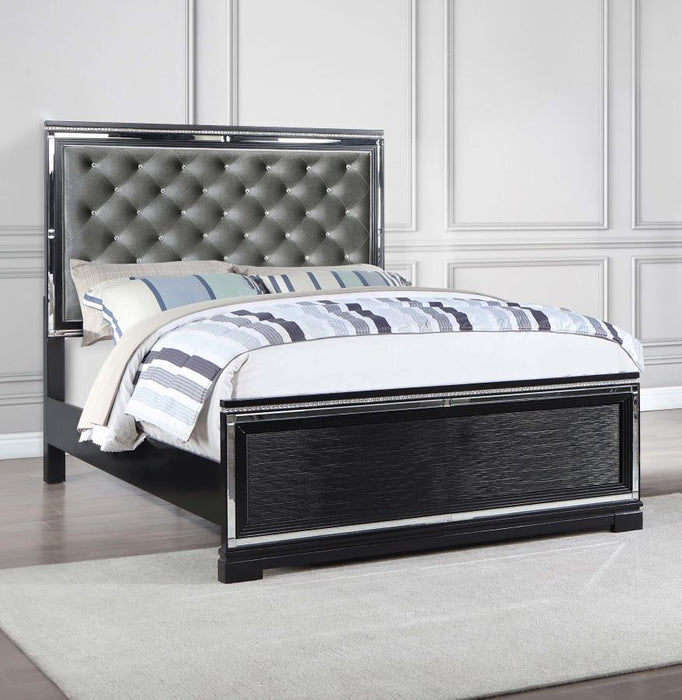 Cappola Upholstered Tufted Bed Silver and Black