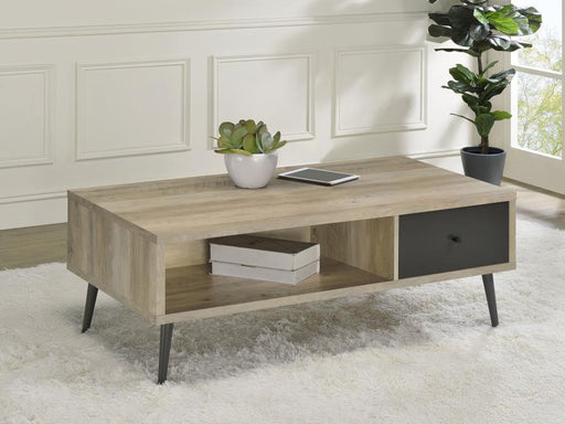 Welsh1-drawer Rectangular Engineered Wood Coffee Table With Storage Shelf Antique Pine and Grey