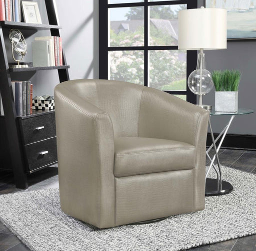 Turner Upholstery Sloped Arm Accent Swivel Chair Champagne