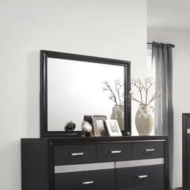 black dresser with mirror