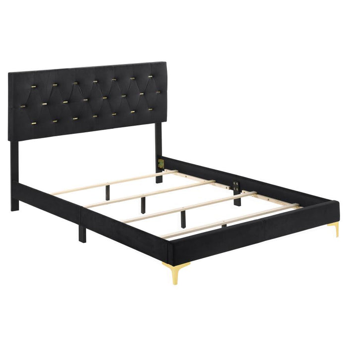 Kendall 5-piece Tufted Panel Bedroom Set Black and Gold