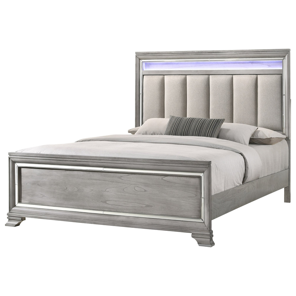 Vail Upholstered Bed with Mirrored Accents