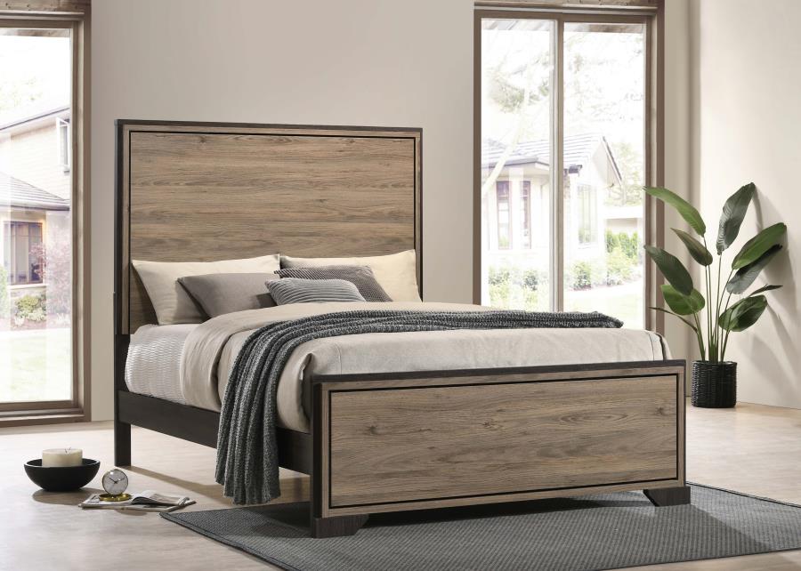 Baker Panel Bed Brown and Light Taupe