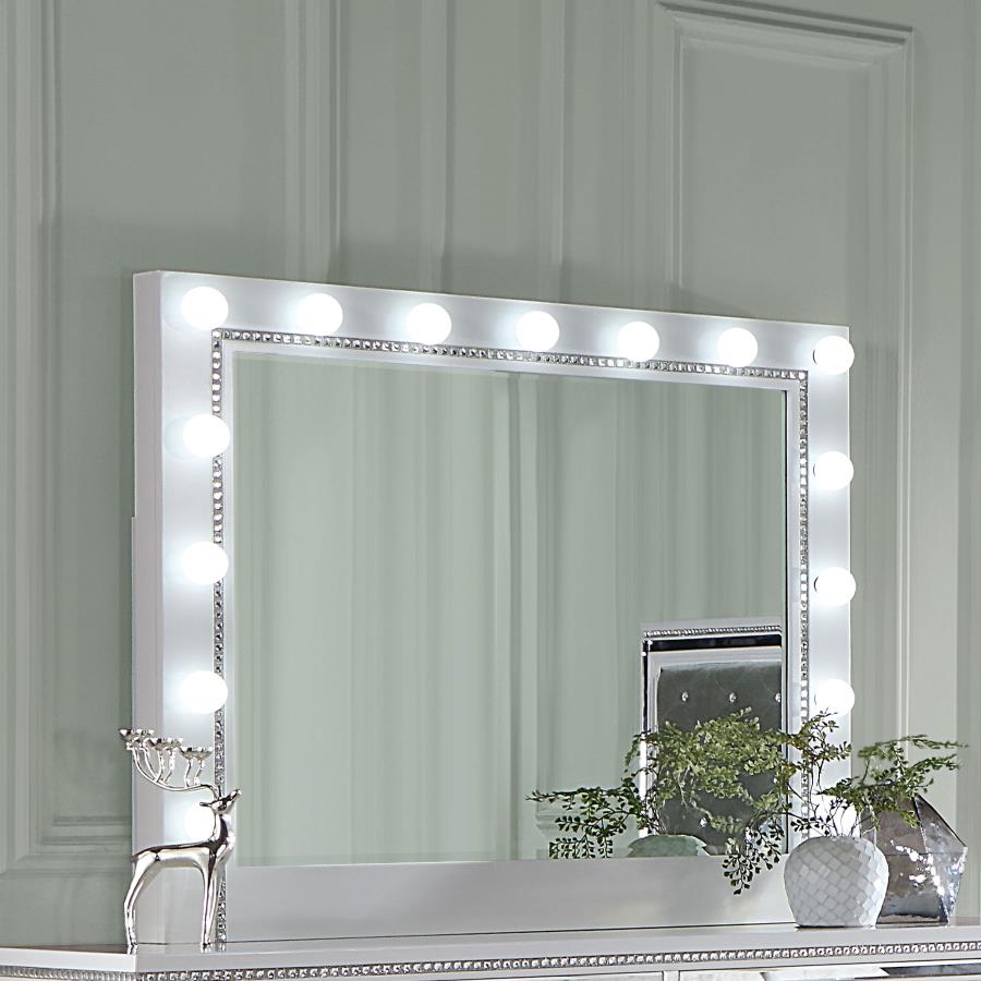 Eleanor White Rectangular Dresser Mirror with Light