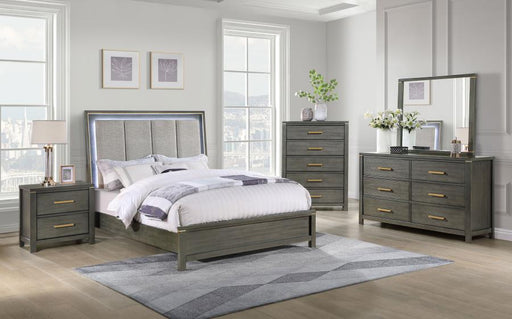 Kieran 5-piece Queen Bedroom Set with Upholstered LED Headboard Grey