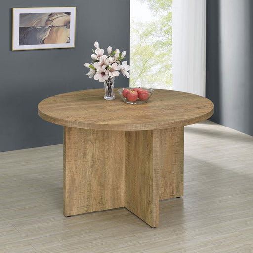Jamestown Round Engineered Wood Dining Table with Decorative Laminate Mango Brown