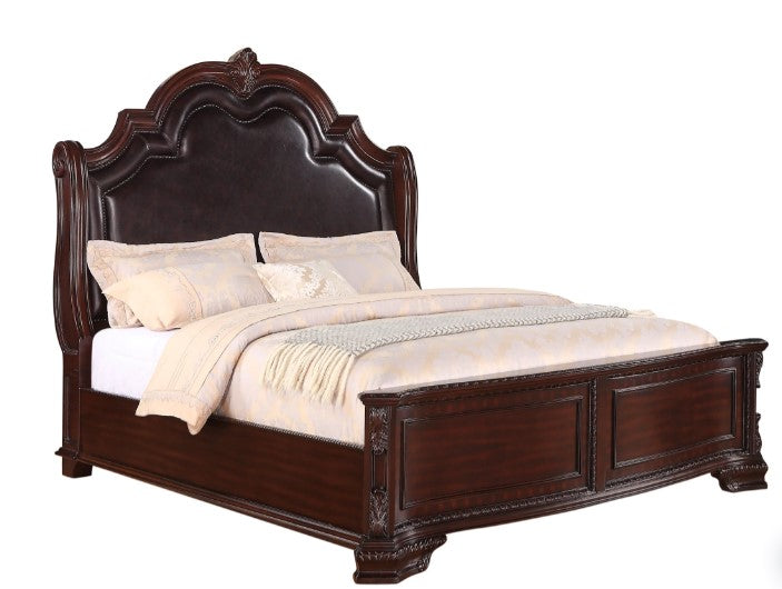 Sheffield Rich Brown Upholstered Panel Bed