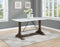 Aldrich Counter Height Trestle Base Dining Table with Genuine White Marble Top Dark Brown