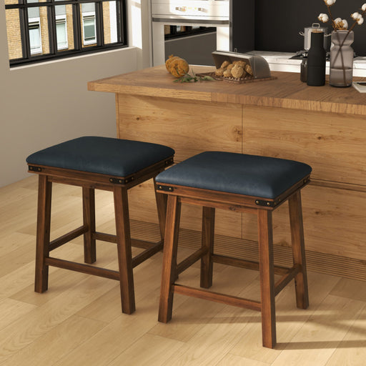 Set of 2 24/30 Inch Dining Bar Stool with Rubber Wood