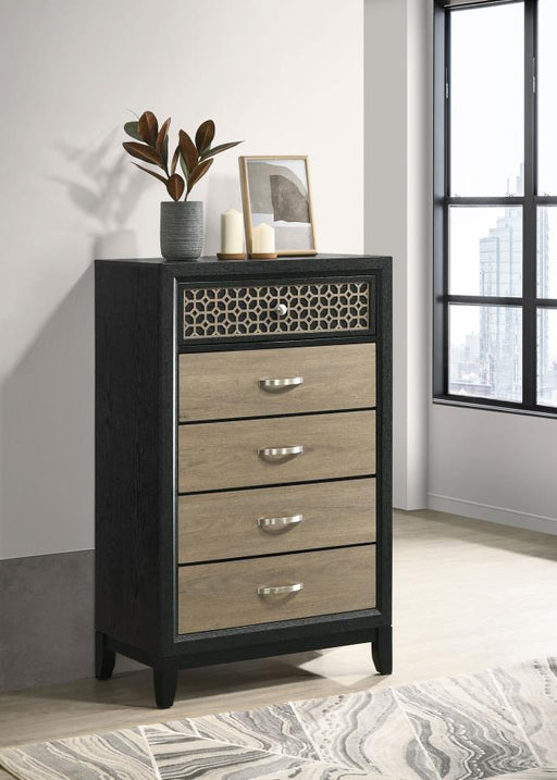 Valencia 5-drawer Chest Light Brown and Black