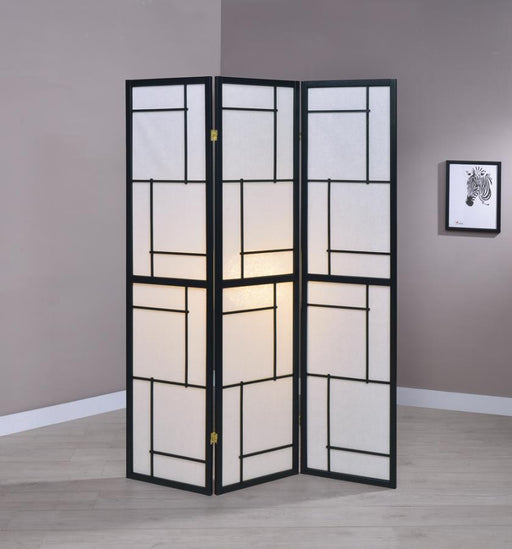 Katerina 3-Panel Folding Floor Screen Black And White