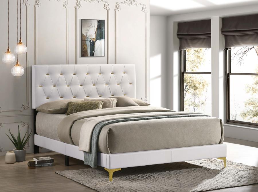 Kendall Tufted Upholstered Panel Bed White