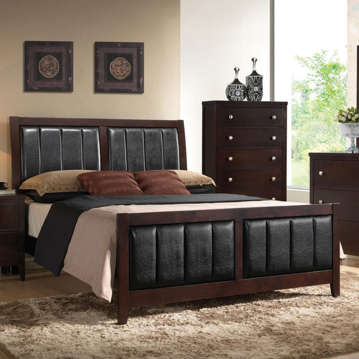 Carlton Upholstered Bed Cappuccino and Black