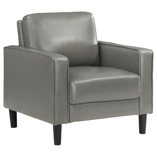 Ruth Upholstered Track Arm Faux Leather Accent Chair Grey