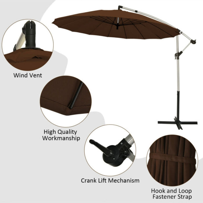 10 Feet Patio Offset Umbrella Market Hanging Umbrella for Backyard Poolside Lawn Garden