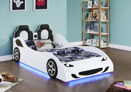 Cruiser Car Themed Twin Bed With Underglow Lights White