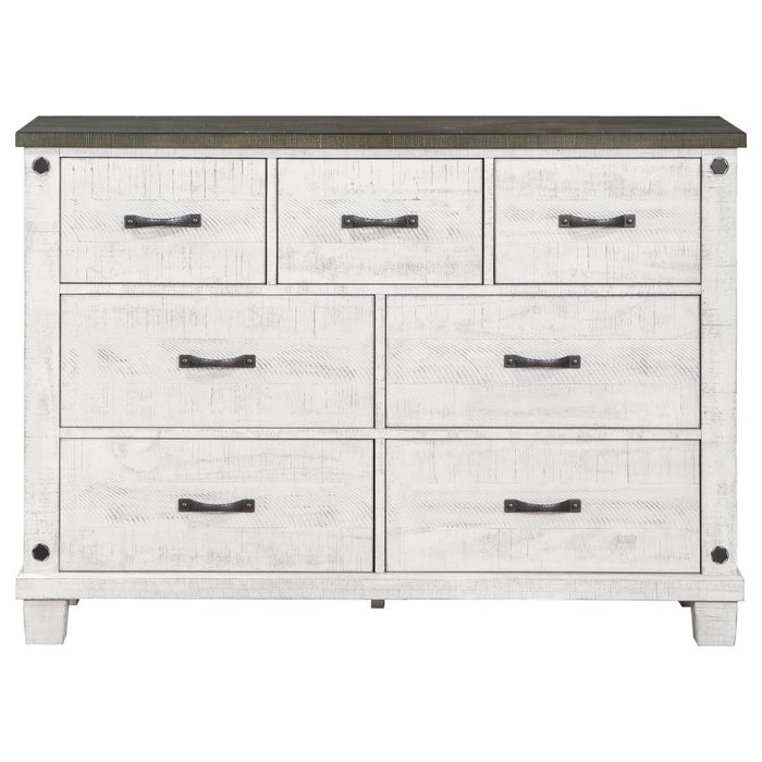 Lilith 7-drawer Dresser Distressed Distressed Grey and White