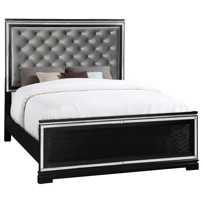 Cappola Upholstered Tufted Bed Silver and Black