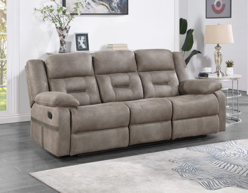 Abilene Manual Reclining Sofa with Drop-Down Console, Tan