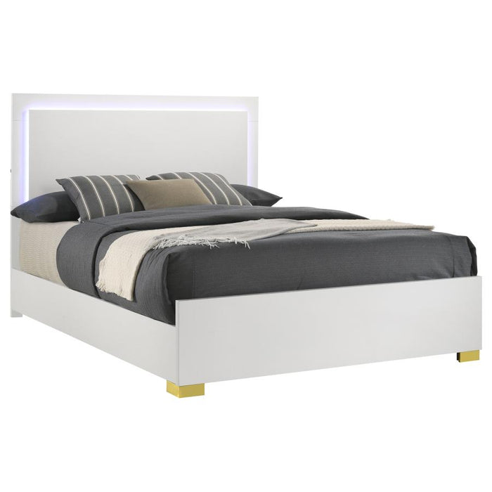 Marceline Bed with LED Headboard White