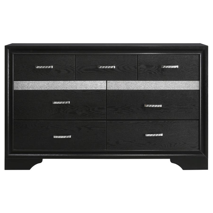Miranda 7-drawer Dresser Black and Rhinestone