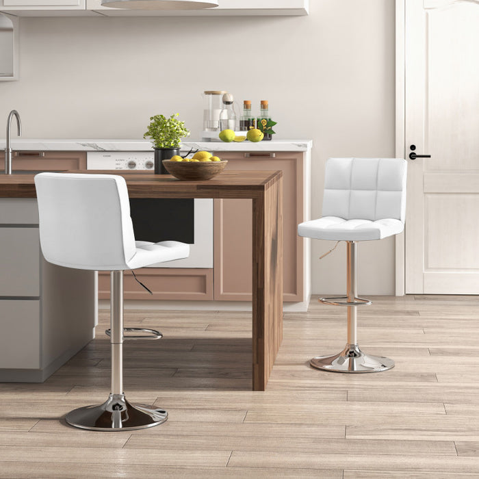 Armless PU Leather Bar Stool with Adjustable Height and Swivel Seat