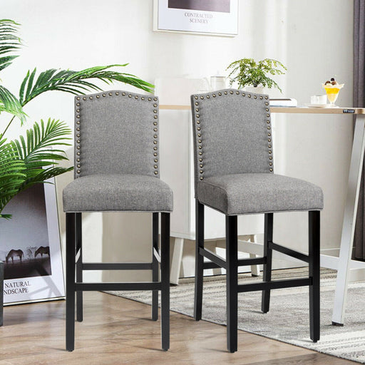 Set of 2 Counter Height Dining Side Barstools with Thick Cushion