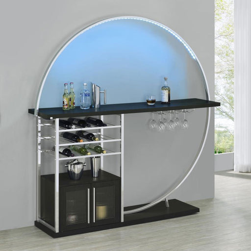 Risley 2-door Circular LED Home Bar with Wine Storage Dark Charcoal