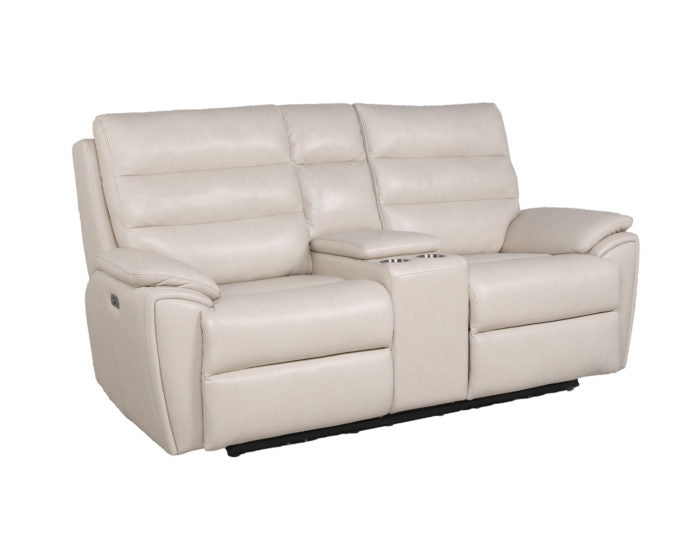 Duval Ivory 3-Piece Dual-Power Leather Reclining Set (Sofa, Loveseat & Chair)