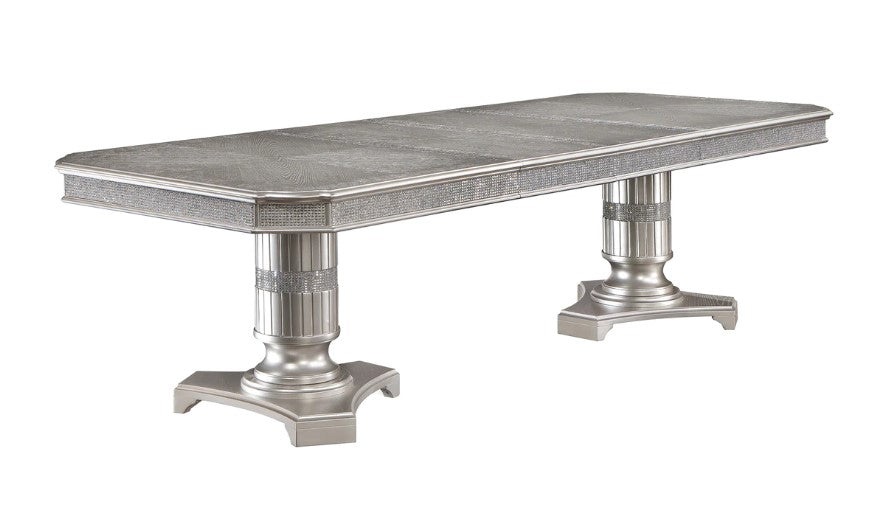 Klina Silver Champagne Double Pedestal Dining Group