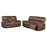 Greenfield 2-piece Upholstered Power Reclining Sofa Set Saddle Brown