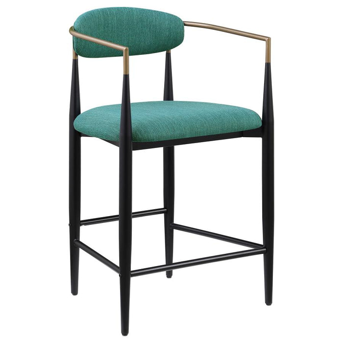 Tina Metal Counter Height Bar Stool with Upholstered Back and Seat