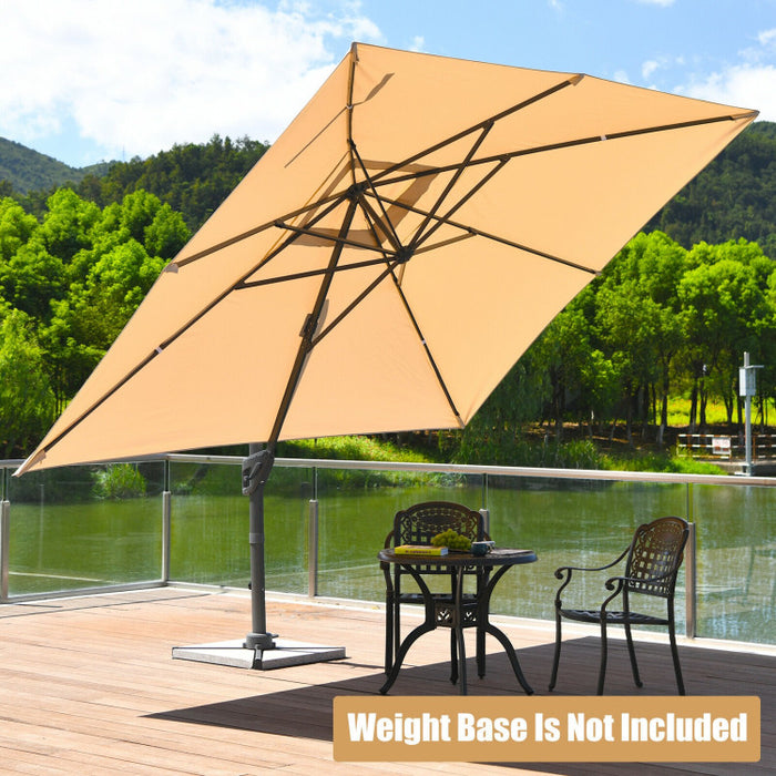 10 x 13 Feet Rectangular Cantilever Umbrella with 360° Rotation Function