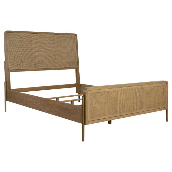 Arini Upholstered Eastern Panel Bed Sand Wash and Natural Cane