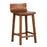 Wood Bar Stools Set of 2 with Solid Back and Seat