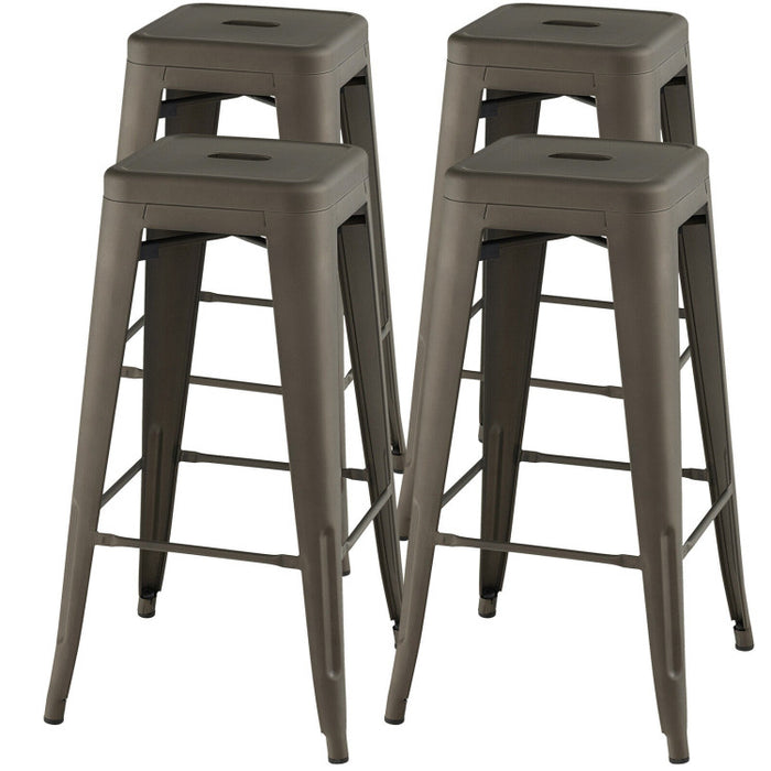 30 Inch Bar Stools Set of 4 with Square Seat and Handling Hole