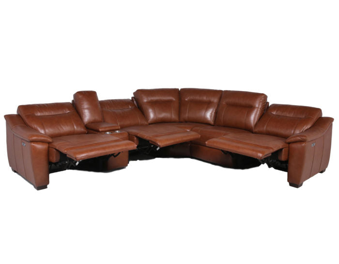 Casa 6-Piece Leather Dual-Power Reclining Sectional
